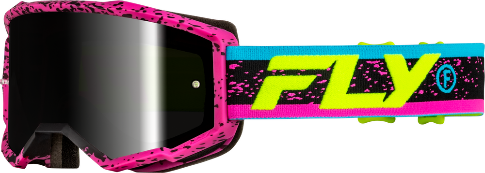 FLY RACING YOUTH ZONE GOGGLE PNK/BLK/HI-VIS W/ BLACK MIRROR/SMOKE LENS