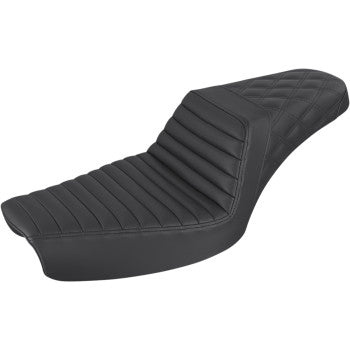SADDLEMAN - STEP UP SEAT - FRONT TUCK N ROLL /REAR LATTICE STITCH - BLK FXD