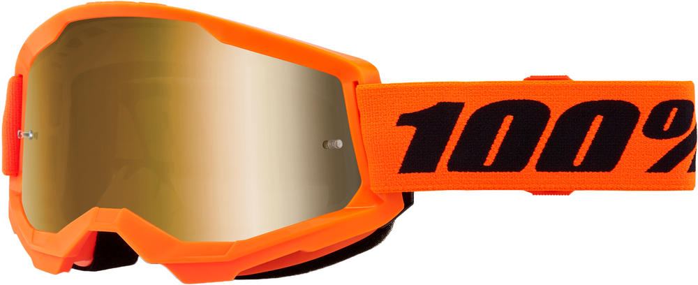 100-PERCENT STRATA 2 GOGGLE NEON ORANGE MIRROR GOLD LENS