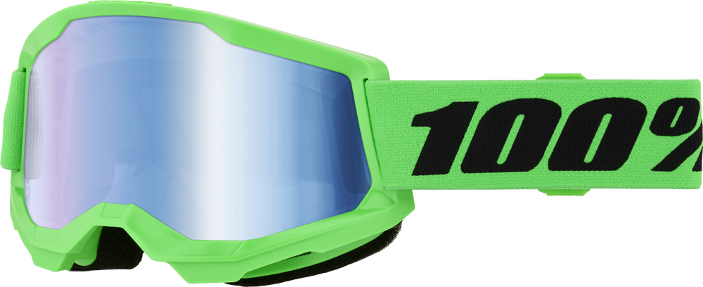 100-PERCENT STRATA 2 GOGGLE NEON GREEN- BLUE MIRROR LENS