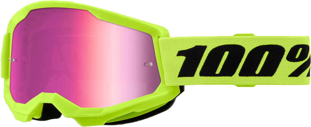100-PERCENT STRATA 2 GOGGLE NEON YELLOW MIRROR PINK LENS